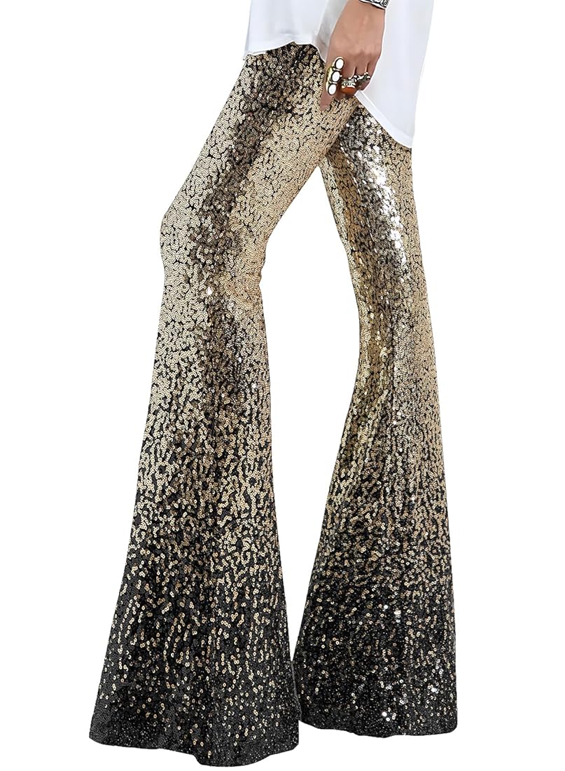 Buy EVALESS Women Sequin Pants Sparkly Glitter High Waisted